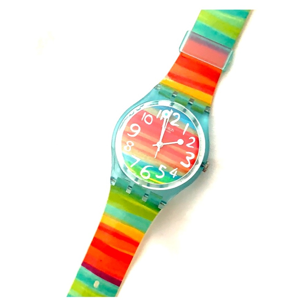 Colorful striped swatch watch!